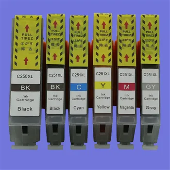 

6 Color pgi-250 250xl cli-251 251xl Ink Cartridges Compatible for Canon Pixma MG5420 MG5422 MG5520 MG6320 MG6420 Cartouche Ink