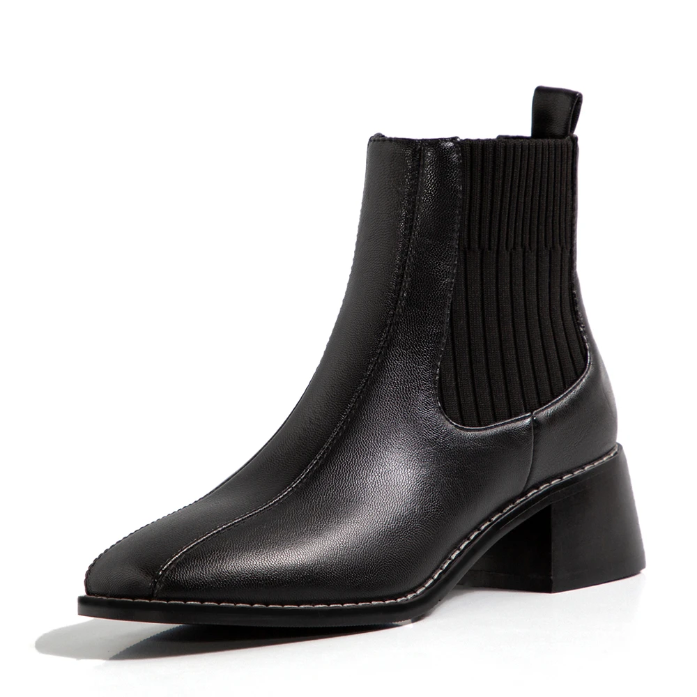 Square Heel Microfiber Stitching Elastic Band Ankle Boots Chunky Heel Short Plush Knitted Wool Microfiber Leather Chelsea Boots
Square Heel Microfiber Stitching Elastic Band Ankle Boots Chunky Heel Short Plush Knitted Wool Microfiber Leather Chelsea Boots