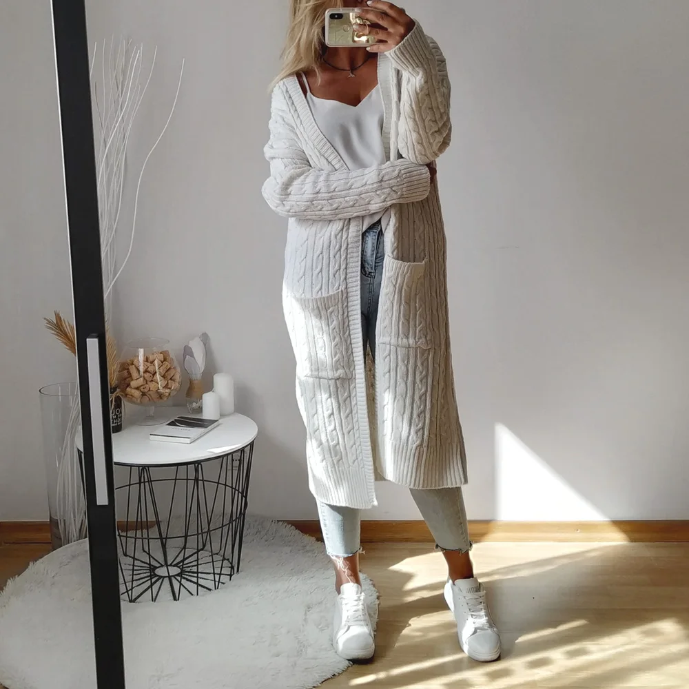 2019 Autumn Winter Fashion Cardigan Women Long Sleeve Loose Knitting Cardigan Sweater Female Solid Ladies Pocket Pull Femme
2019 Autumn Winter Fashion Cardigan Women Long Sleeve Loose Knitting Cardigan Sweater Female Solid Ladies Pocket Pull Femme