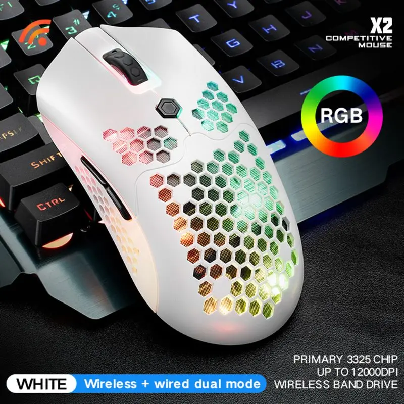 X2 12000DPI Dual Mode Gaming Mouse 7 Keys Hollow Out RGB Light Wireless Mouse R2JB
X2 12000DPI Dual Mode Gaming Mouse 7 Keys Hollow Out RGB Light Wireless Mouse R2JB