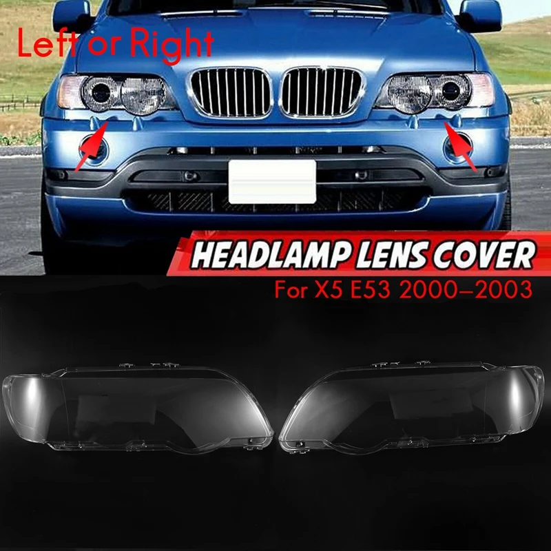for-BMW E53 X5 2000 2001 2002 2003 Car Headlight Lens Cover Transparent Lampshade Shell Glass | Автомобили и мотоциклы