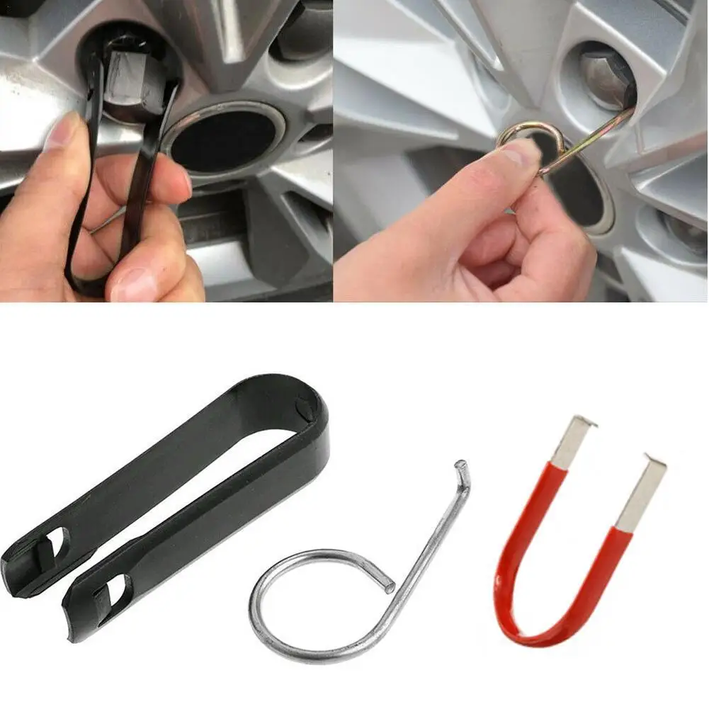 

Car Tire Cap Puller Tool Universal Car Truck Wheel Lug Bolt Nut Center Cover Cap Extractor Removal Tool Clip With Hook 3PCS