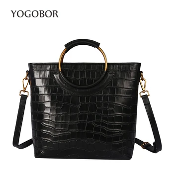Retro Genuine Leather Alligator Bucket Bags Women Crocodile Pattern Handbag Capacity Ring Handle Shoulder Messenger Bags 
Retro Genuine Leather Alligator Bucket Bags Women Crocodile Pattern Handbag Capacity Ring Handle Shoulder Messenger Bags