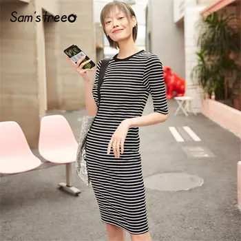 SAM'S TREE Black Solid Knit Elegant Skinny Women Dresses 2020 Spring New Striped Long Sleeve Casual Ladies Daily Basic Dress
SAM'S TREE Black Solid Knit Elegant Skinny Women Dresses 2020 Spring New Striped Long Sleeve Casual Ladies Daily Basic Dress