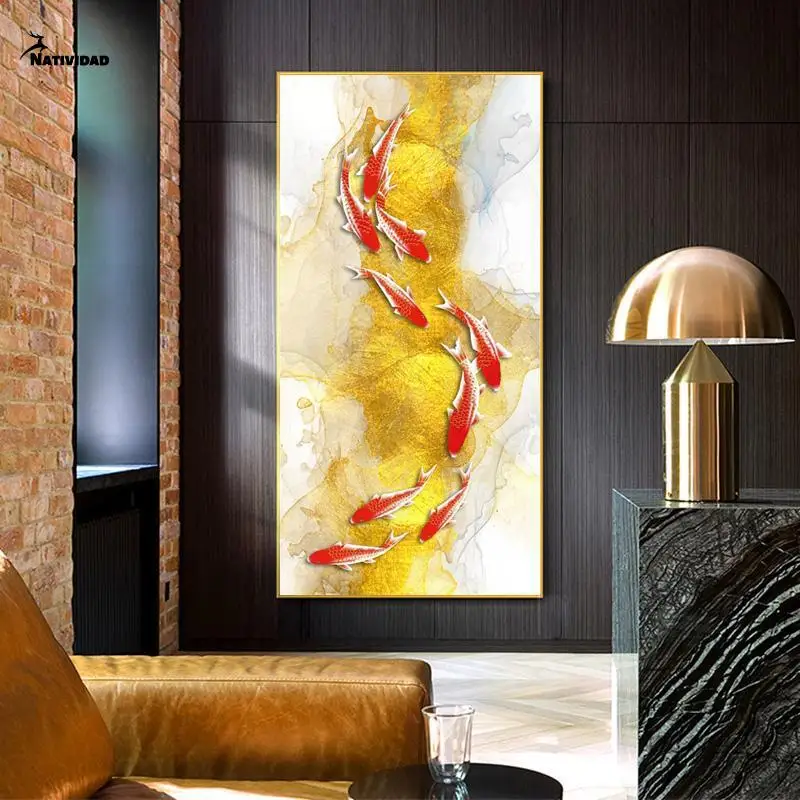 

Koi Fish Chinese Style Carp Lotus Pond Canvas Painting Modern Posters and Prints Wall Art Picture for Living Room Home Decor