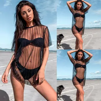 Goocheer Sexy Cover Up Women Swimsuit Sheer Mesh Bikini Short Sleeve Crew Neck Loose Summer Sexy Cover-Ups Swim Beachwear
Goocheer Sexy Cover Up Women Swimsuit Sheer Mesh Bikini Short Sleeve Crew Neck Loose Summer Sexy Cover-Ups Swim Beachwear