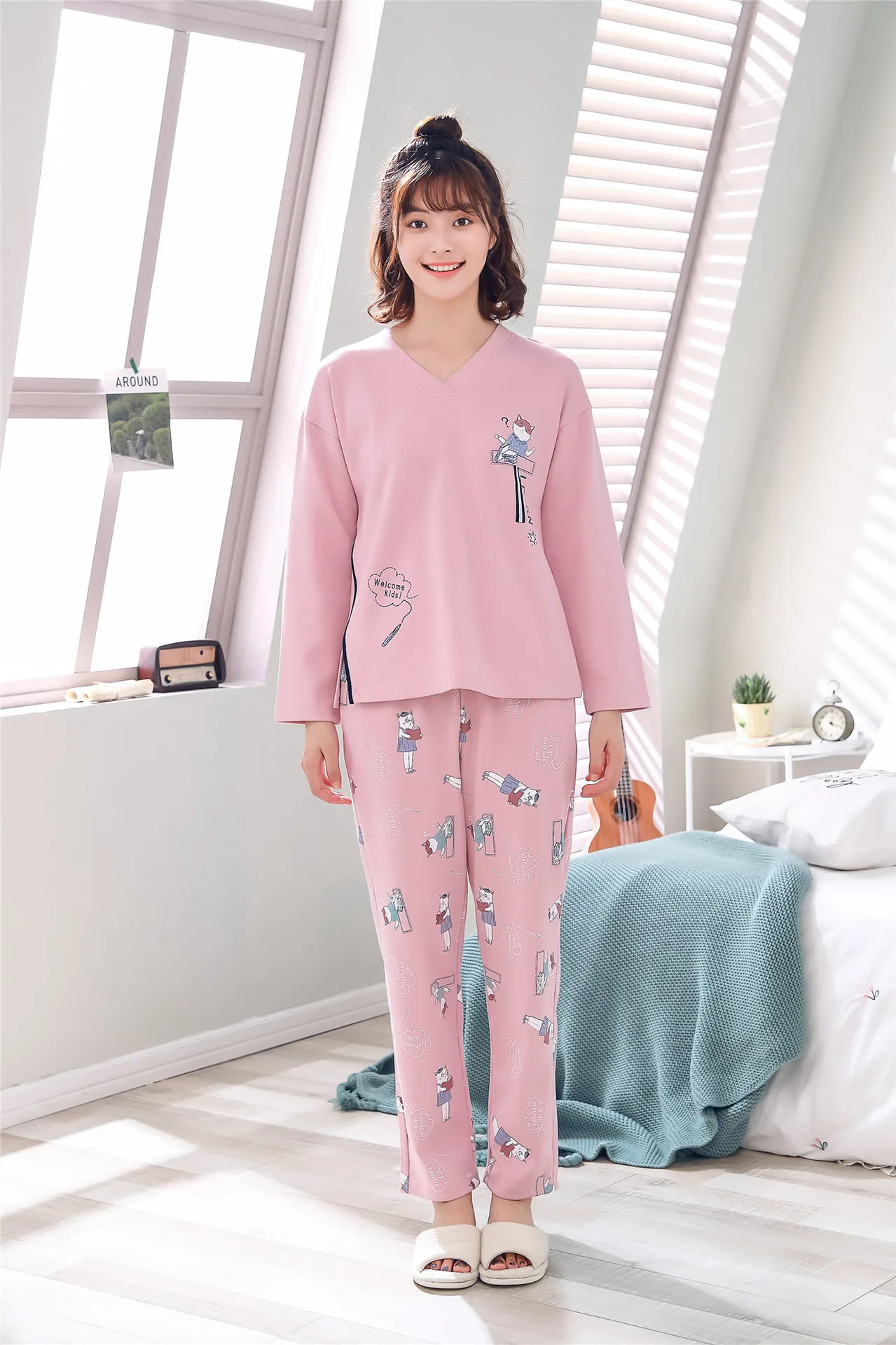 Pajamas Women's Spring And Autumn Autumn Pure Cotton Long Sleeve Tracksuit Cotton Summer Thin Section Korean-style Large Size Tw
Pajamas Women's Spring And Autumn Autumn Pure Cotton Long Sleeve Tracksuit Cotton Summer Thin Section Korean-style Large Size Tw