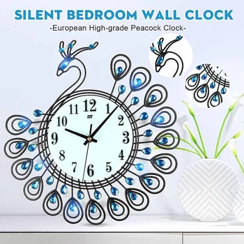 Large 3D Gold Diamond Peacock Wall Clock Metal Watch for Home Living Room Decoration DIY Clocks Crafts Ornaments Gift 37x37cm
Large 3D Gold Diamond Peacock Wall Clock Metal Watch for Home Living Room Decoration DIY Clocks Crafts Ornaments Gift 37x37cm