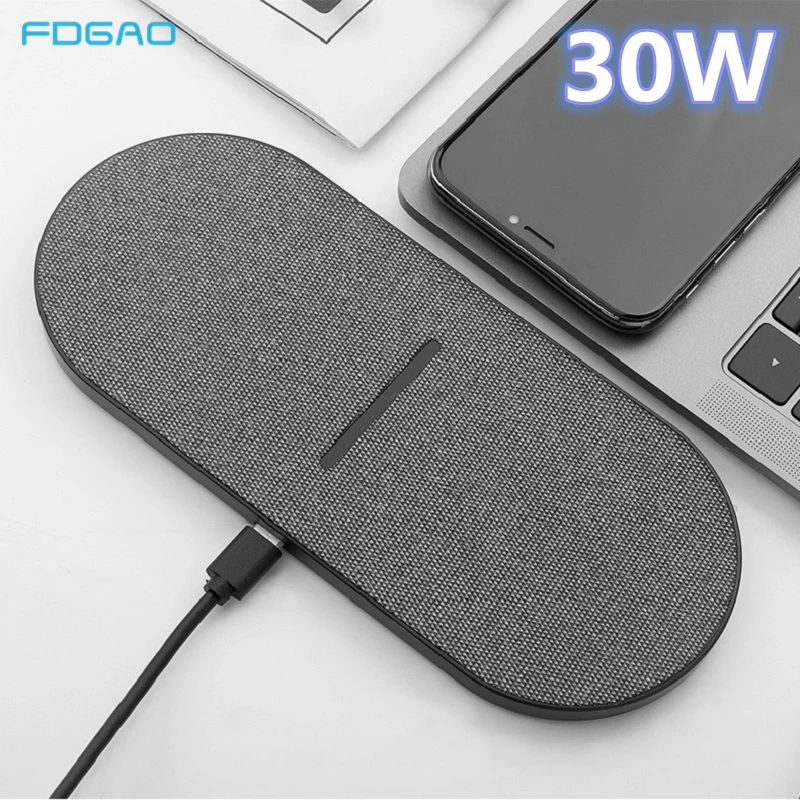30W Qi Wireless Charger For iPhone 13 12 11 XR XS X 8 Airpods Pro Samsung S21 S20 Huawei Mate 40 pro Dual 15W Fast Charging Pad | Мобильные