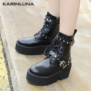 Karinluna Fashion Big Size 40 woman shoes Buckle Straps Lace-Up Metal Decoration Flat Platform Ankle Zipper Autumn Boots
Karinluna Fashion Big Size 40 woman shoes Buckle Straps Lace-Up Metal Decoration Flat Platform Ankle Zipper Autumn Boots