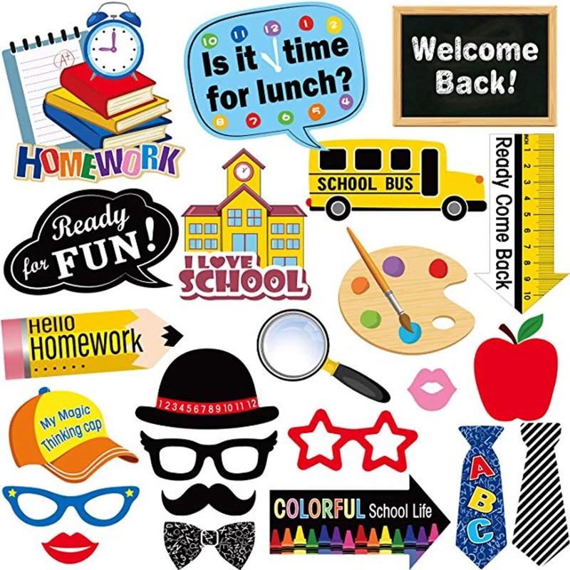 Back To School Photo Booth Props Kit - First Day of School Photo Props Banner Cupcake Topper Party Supplies for Kids and Adults
Back To School Photo Booth Props Kit - First Day of School Photo Props Banner Cupcake Topper Party Supplies for Kids and Adults