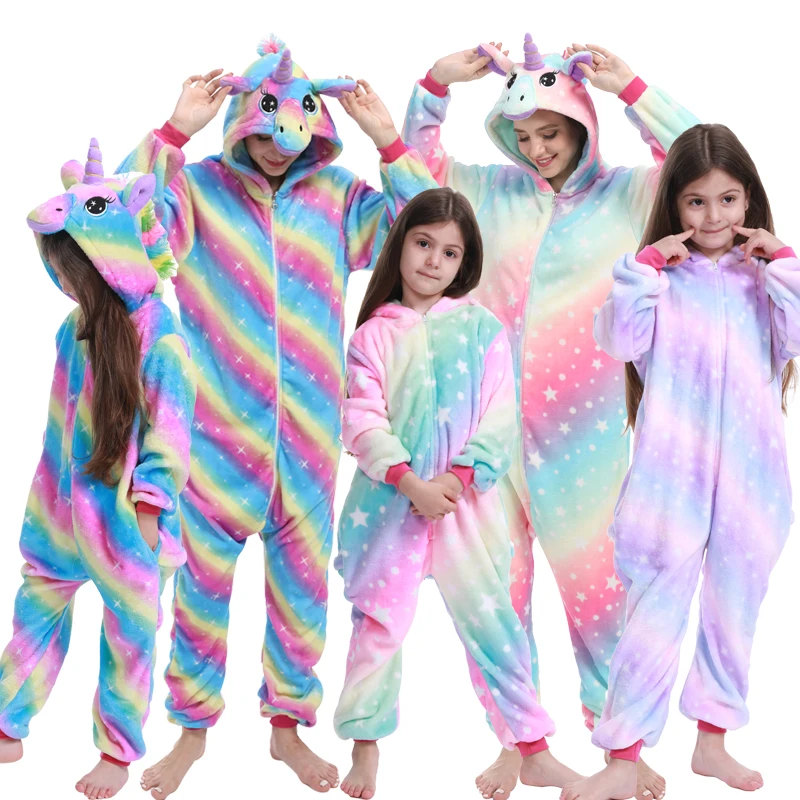 

Adults Kids Unicorn Pajamas Animal Kigurumi For Children Onesie Winter Sleepwear Boys Girls Panda Pyjamas Flannel Cartoon Pijama