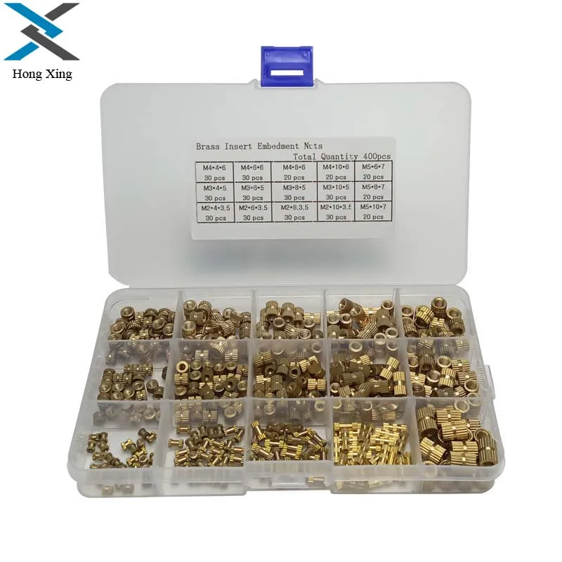 400Pcs Female Thread Knurled Nuts M2 M3 M4 M5 Brass Threaded Insert Round Injection Moulding Knurled Nuts Assortment Kit
400Pcs Female Thread Knurled Nuts M2 M3 M4 M5 Brass Threaded Insert Round Injection Moulding Knurled Nuts Assortment Kit
