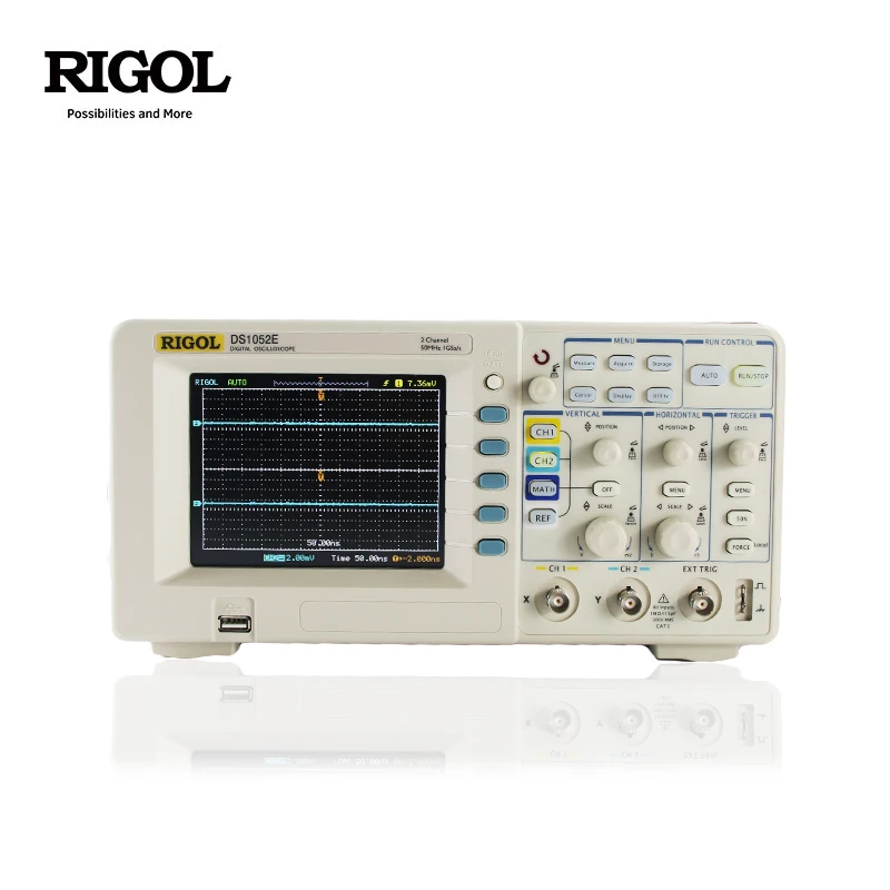 RIGOL DS1052E 50MHz Digital Oscilloscope 2 Analog Channels 1GSa/s 1M Memory 5.6'' TFT LCD
RIGOL DS1052E 50MHz Digital Oscilloscope 2 Analog Channels 1GSa/s 1M Memory 5.6'' TFT LCD