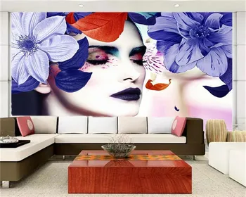 Photo 3d Wallpaper Blue Flowers Beauty Head Portrait Custom Atmospheric Indoor Portrait Silk Wallpaper 
Photo 3d Wallpaper Blue Flowers Beauty Head Portrait Custom Atmospheric Indoor Portrait Silk Wallpaper