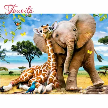 

peinture à l'éléphant rond et carré | 5D d'art, diamant brodé, Kits de girafe, décorations de maison, bricolage