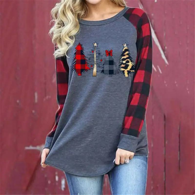 Women Merry Christmas Print Car Plaid Tee Raglan Top Casual Long Sleeve Casual Loose Gray Tee T-Shirt
Women Merry Christmas Print Car Plaid Tee Raglan Top Casual Long Sleeve Casual Loose Gray Tee T-Shirt
