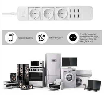 Smart EU type Wifi Power Strip wifi plug Sockets 4 USB Port Voice Control for Amazon Echo Alexa's Google Home Timer
Smart EU type Wifi Power Strip wifi plug Sockets 4 USB Port Voice Control for Amazon Echo Alexa's Google Home Timer