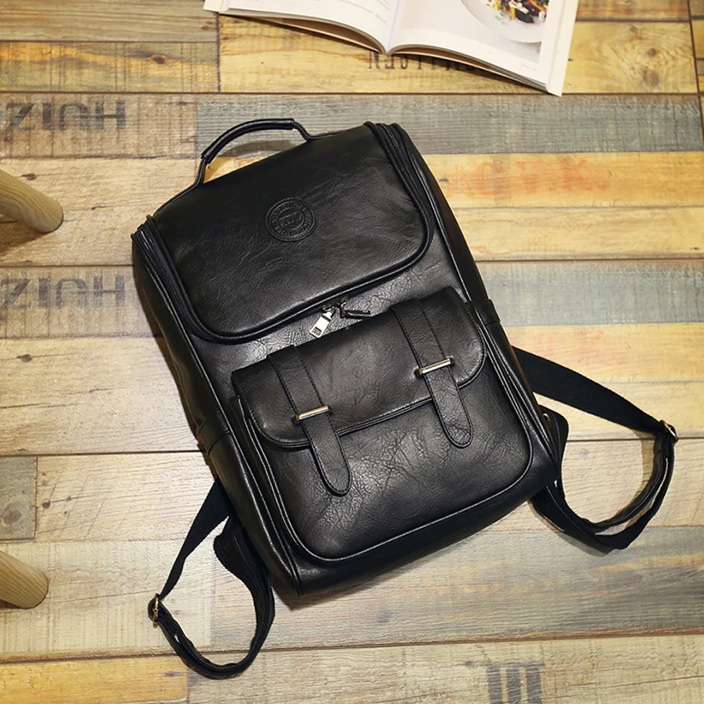 Bag - Aelicy Unisex Leather Retro Backpack Travel Backpack 15inch Waterproof Laptop Bookbag
