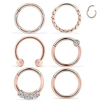 16G 6PCS 316L Stainless Steel Septum Nose Rings Hoop Clicker Ring Lip Cartilage Tragus Helix Earrings Hoop Ring Piercing Jewelry 
16G 6PCS 316L Stainless Steel Septum Nose Rings Hoop Clicker Ring Lip Cartilage Tragus Helix Earrings Hoop Ring Piercing Jewelry