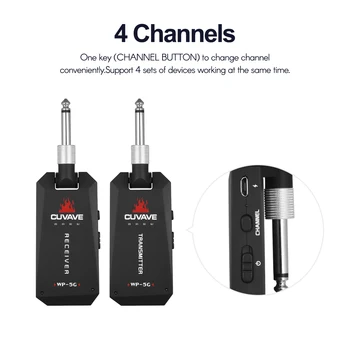 CUVAVE WP-5G Wireless Guitar System Transmitter & Receiver Built-in Rechargeable Lithium 30 meters 8 hours
CUVAVE WP-5G Wireless Guitar System Transmitter & Receiver Built-in Rechargeable Lithium 30 meters 8 hours