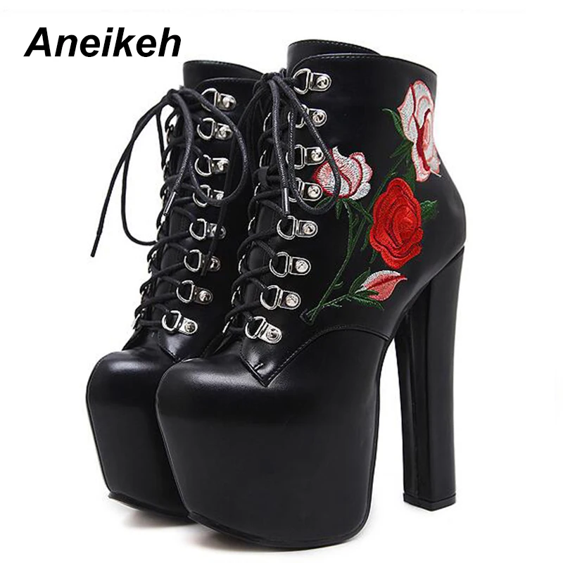 Aneikeh 2020 New PU Riding, Equestrian Boots Platform Shoes Woman Round Toe Super High Square Heel Sexy Cross-tied Short Boots
Aneikeh 2020 New PU Riding, Equestrian Boots Platform Shoes Woman Round Toe Super High Square Heel Sexy Cross-tied Short Boots
