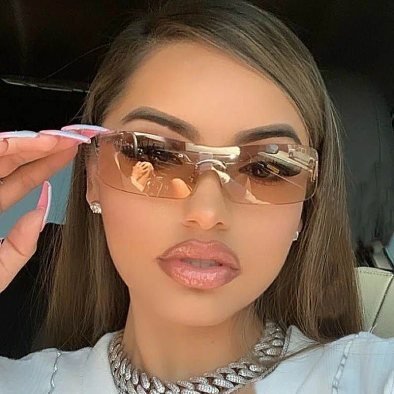 Rimless One Piece Small Square Sunglasses For Women Vintage Alloy Clear Brown Sun Glasses Uv400 Men Retro Flat Shades New Brand
Rimless One Piece Small Square Sunglasses For Women Vintage Alloy Clear Brown Sun Glasses Uv400 Men Retro Flat Shades New Brand