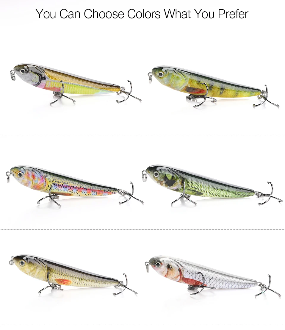 TREHOOK Topwater Pencil Lure 10cm 17g Floating Hrad Lure for Trout Fishing Lures Wobblers Artificial Bait Rattling Crankbaits 08