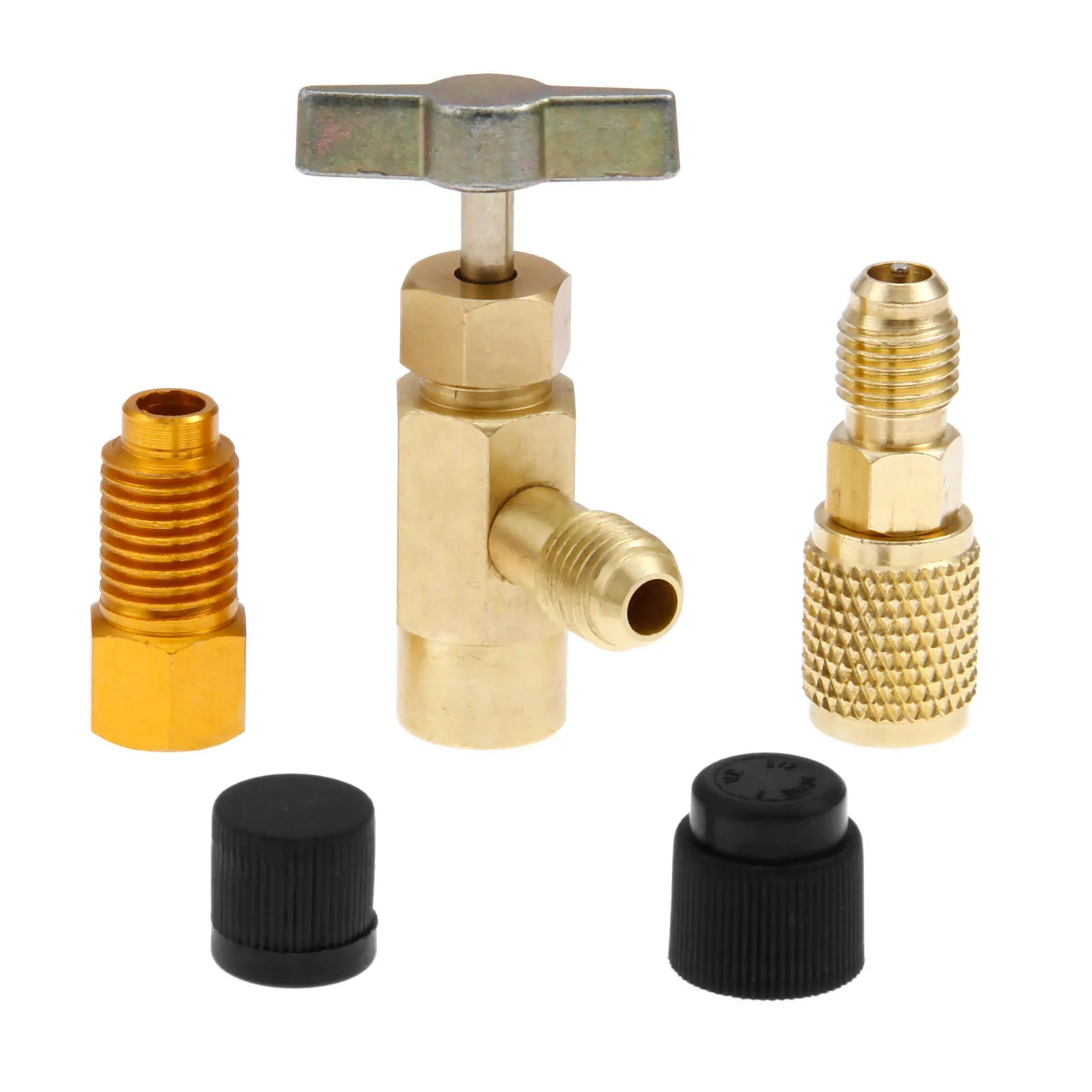 DRELD 5pcs R-1234yf Refrigerant Can Tap Adapter Fittings Kit 1/2" ACME LH Female x 1/4" SAE Male for R12 R22 R134A Charging Hose
DRELD 5pcs R-1234yf Refrigerant Can Tap Adapter Fittings Kit 1/2" ACME LH Female x 1/4" SAE Male for R12 R22 R134A Charging Hose