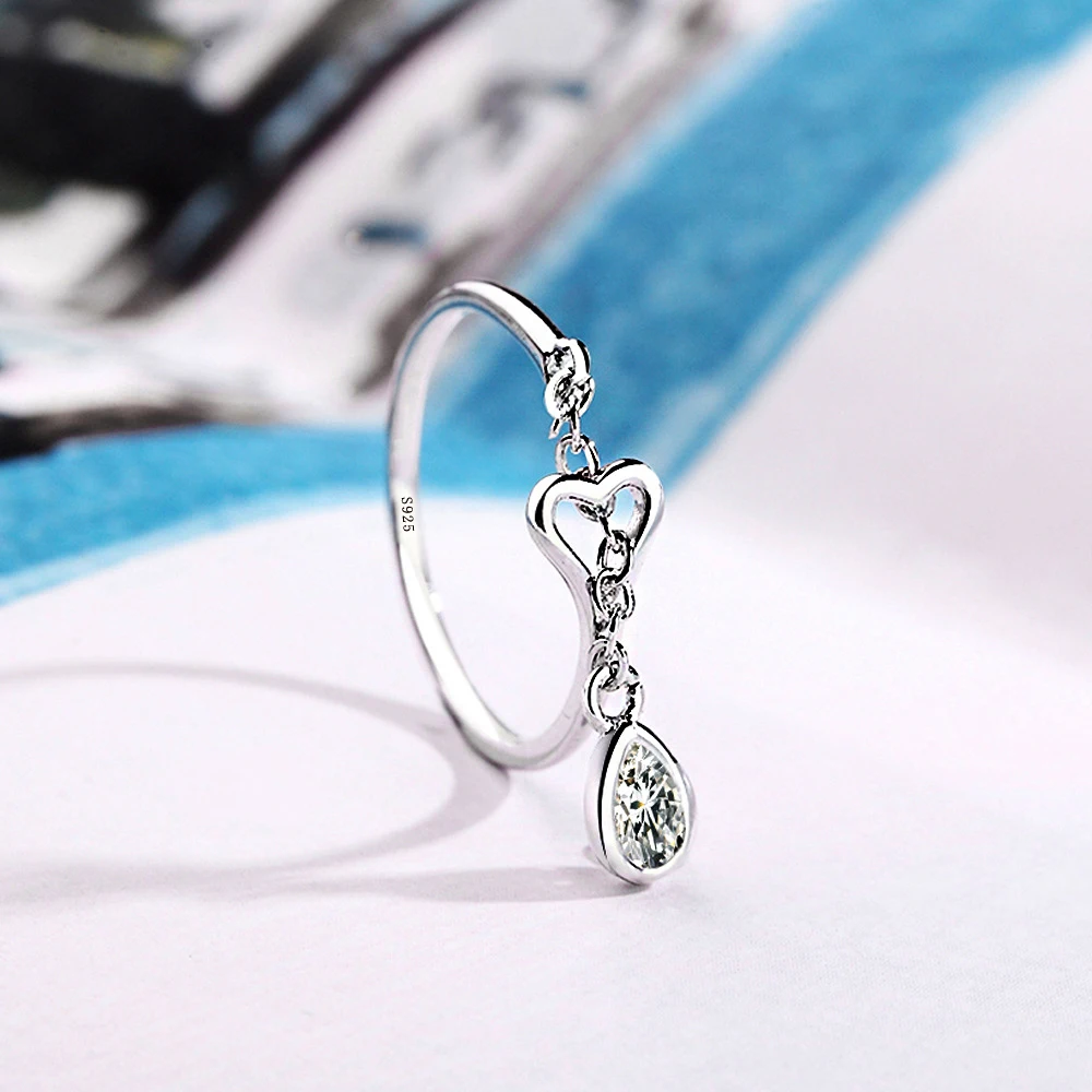 Silver color Water Droplet with Love heart Clear CZ Finger Opening Rings for Women Wedding Engagement Jewelry Girlfriend Gift
Silver color Water Droplet with Love heart Clear CZ Finger Opening Rings for Women Wedding Engagement Jewelry Girlfriend Gift