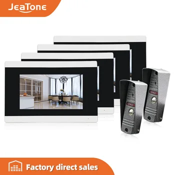 JeaTone 7 Inch Touch Screen Wired Door Phone Intercom System Apartment Building Video Intercom 2 Camera and 3 Indoor Monitor
JeaTone 7 Inch Touch Screen Wired Door Phone Intercom System Apartment Building Video Intercom 2 Camera and 3 Indoor Monitor