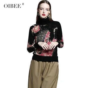 OIBEE2019 women's new women's winter sweater half-high collar pullover sweater print knit top
OIBEE2019 women's new women's winter sweater half-high collar pullover sweater print knit top