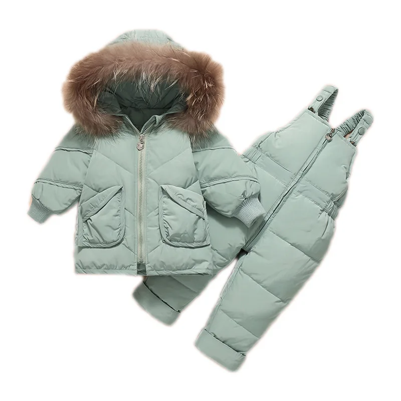Зимняя Детская куртка-пуховик костюм для мальчиков и девочек однотонная детская