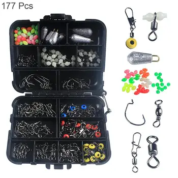 177pcs/box Fishing Accessories Kit Including Jig Hooks fishing Sinker weights fishing Swivels Snaps with fishing tackle box HOT
177pcs/box Fishing Accessories Kit Including Jig Hooks fishing Sinker weights fishing Swivels Snaps with fishing tackle box HOT