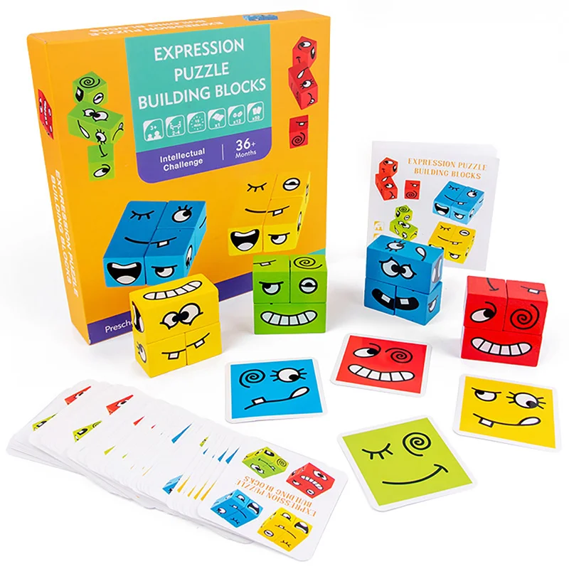 Montessori Face Changing Building Blocks Toy Expression Puzzles Building Block Wooden Logical Thinking Training Education puzzle
Montessori Face Changing Building Blocks Toy Expression Puzzles Building Block Wooden Logical Thinking Training Education puzzle