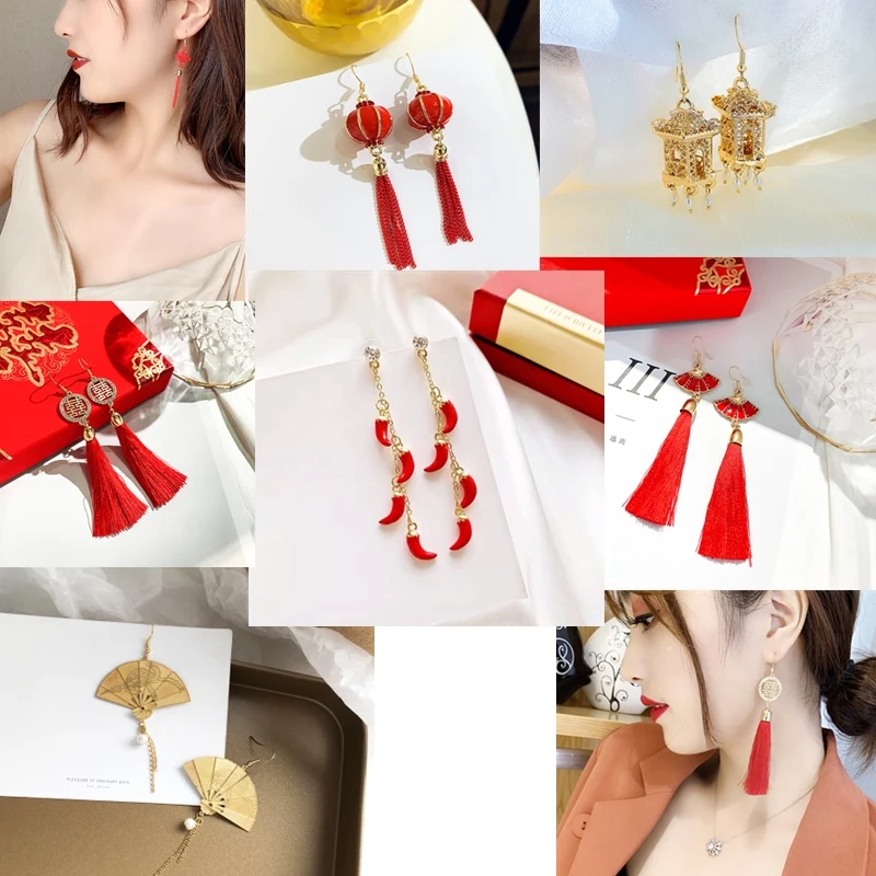 Retro Chinese Style Red Lantern Long Drop Earrings Simple Tassel Traditional Holiday Earring for Women Party Christmas Gift
Retro Chinese Style Red Lantern Long Drop Earrings Simple Tassel Traditional Holiday Earring for Women Party Christmas Gift