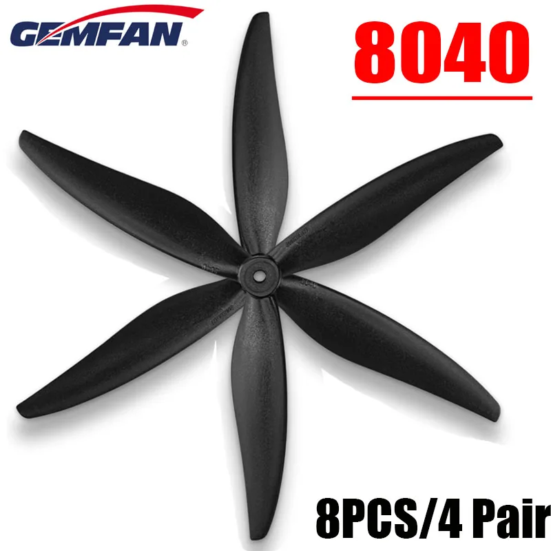 

4 Pair Gemfan 8040 8X4X3 8inch 3-Blade Propeller RC Multirotor X-Class CW CCW Props for LR8 FPV Drones Airplane 3214-640KV Motor