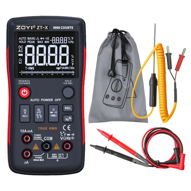 ZOYI ZT-X True-RMS Digital Multimeter Button 9999 Counts A-C/D-C Voltage Current G88A
ZOYI ZT-X True-RMS Digital Multimeter Button 9999 Counts A-C/D-C Voltage Current G88A