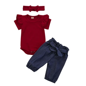 2020 Summer Toddler Baby Girl Ruffle Short Sleeve Round Neck Romper Long Elastic Band Pants Bow Hair Band Outfits
2020 Summer Toddler Baby Girl Ruffle Short Sleeve Round Neck Romper Long Elastic Band Pants Bow Hair Band Outfits