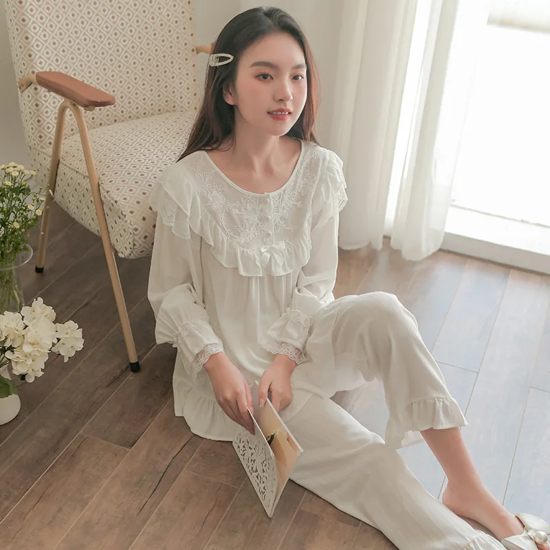 Women Pajamas Set Homewear Soft Lounge Wear 2PCS Shirt&Pants O-Neck Pyjamas Suit Cotton Home Clothes Loose Intimate Lingerie
Women Pajamas Set Homewear Soft Lounge Wear 2PCS Shirt&Pants O-Neck Pyjamas Suit Cotton Home Clothes Loose Intimate Lingerie