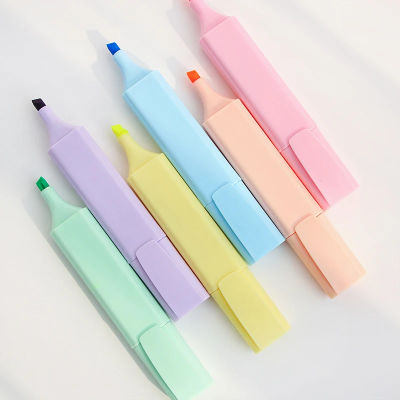 

Pure Color Highlighter Brush Pen Macaron Color Marker Pens for Drawing Emphasizing Liner Stationery Office School Suuplies H6020