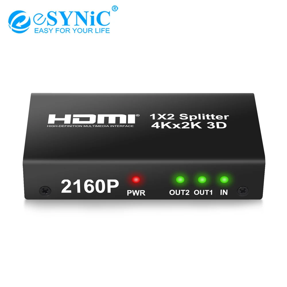 Разветвитель eSYNiC 1 в 2 HDMI 24 бит 1X2 для DVD-плеера ноутбука PS3 PS4 XBOX HDTV Поддержка Dolby-trueHD