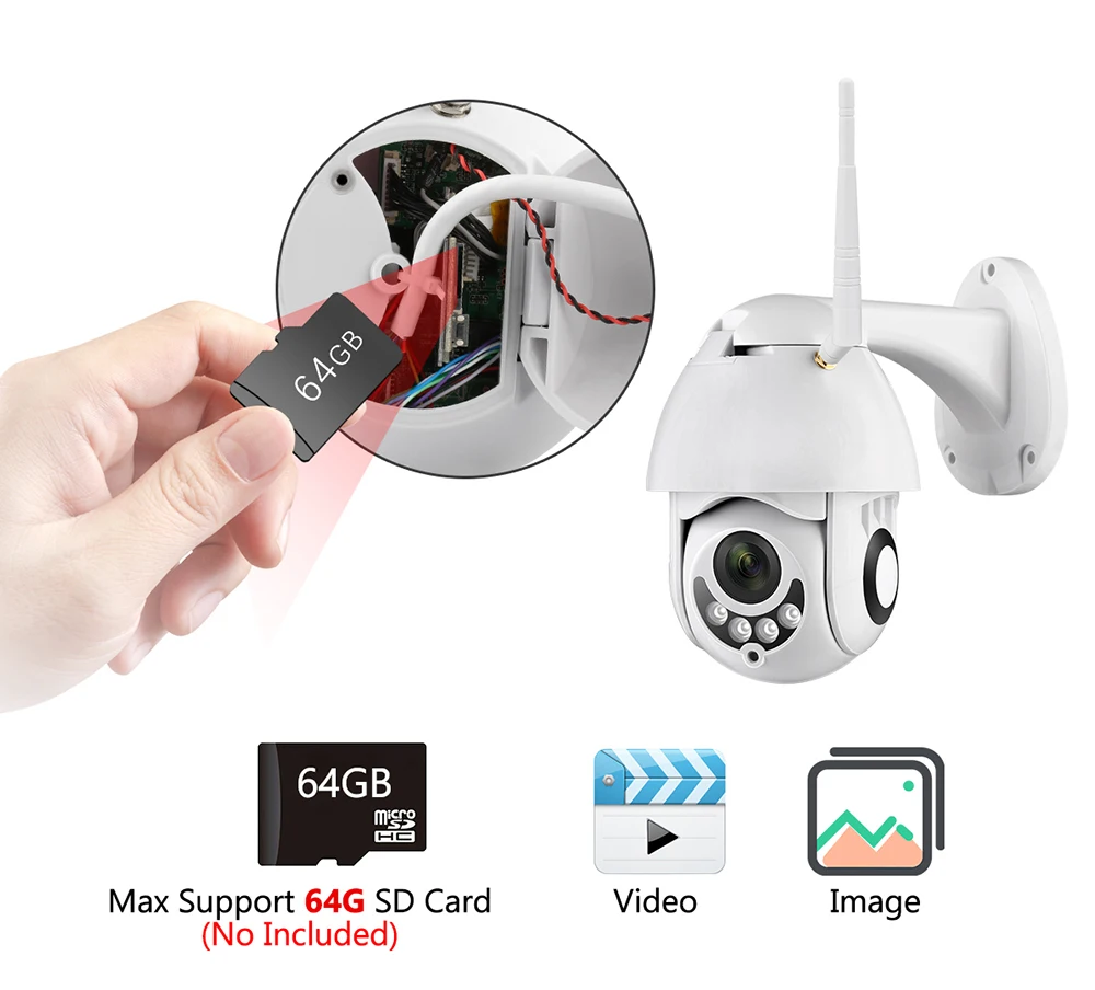 Outdoor waterproof cellphone app control 1080P Speed Dome Wifi PTZ IP Camera 4x Zoom SD Card Wireless Wifi IP Camera 
Outdoor waterproof cellphone app control 1080P Speed Dome Wifi PTZ IP Camera 4x Zoom SD Card Wireless Wifi IP Camera