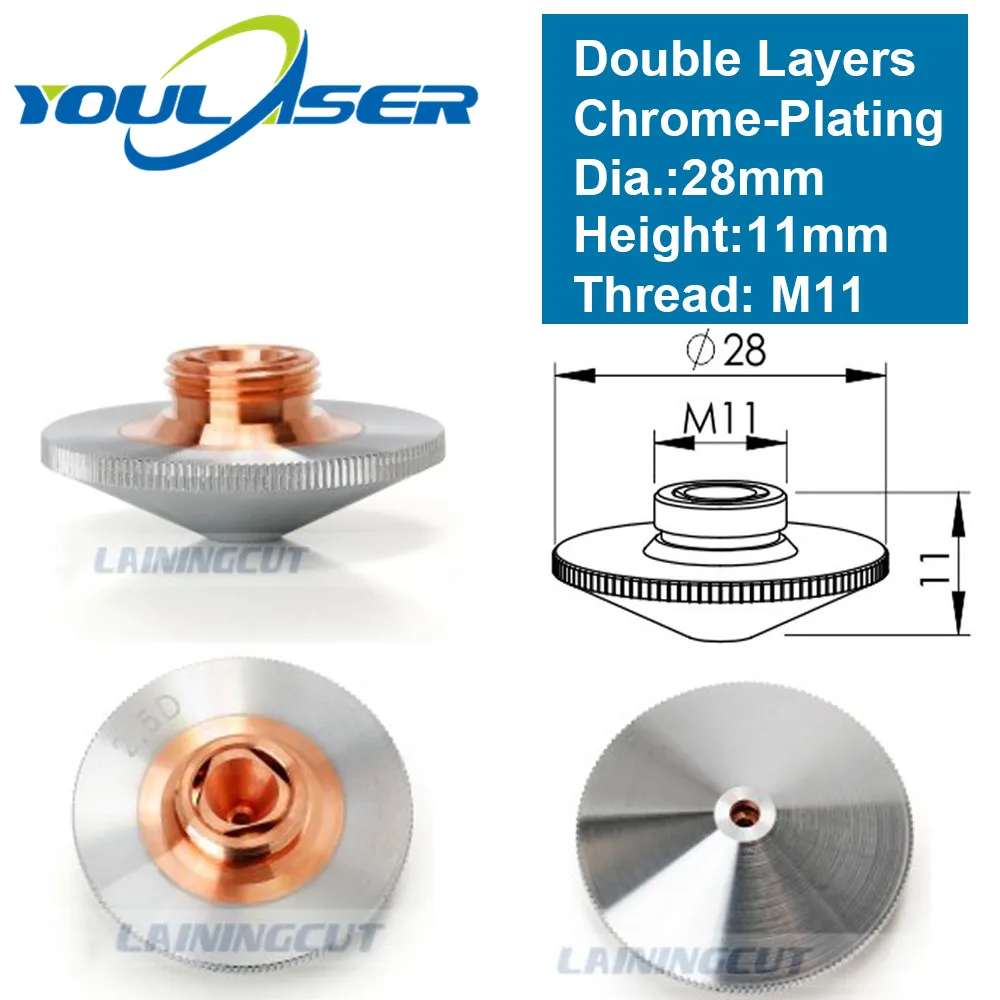 Laser Nozzle Double Layers Chrome-plating Dia.28mm H11 M11 Caliber 0.8 - 4.0 OEM PrecitecFIBER Cutting Head
Laser Nozzle Double Layers Chrome-plating Dia.28mm H11 M11 Caliber 0.8 - 4.0 OEM PrecitecFIBER Cutting Head