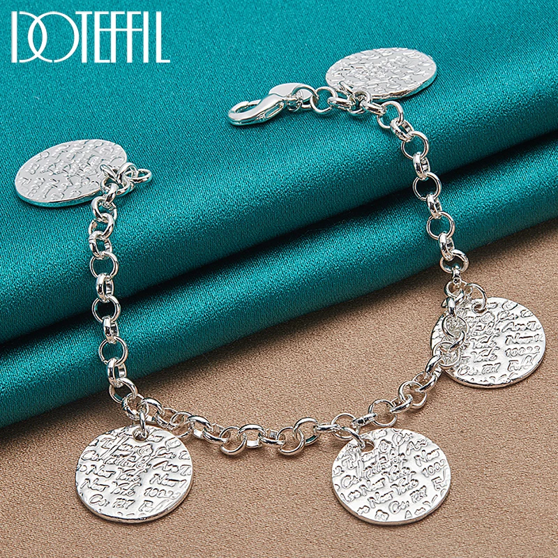 DOTEFFIL 925 Sterling Silver 24K Gold Five Round Grain Bracelet Chain For Women Fashion Charm Wedding Engagement Party Jewelry
DOTEFFIL 925 Sterling Silver 24K Gold Five Round Grain Bracelet Chain For Women Fashion Charm Wedding Engagement Party Jewelry