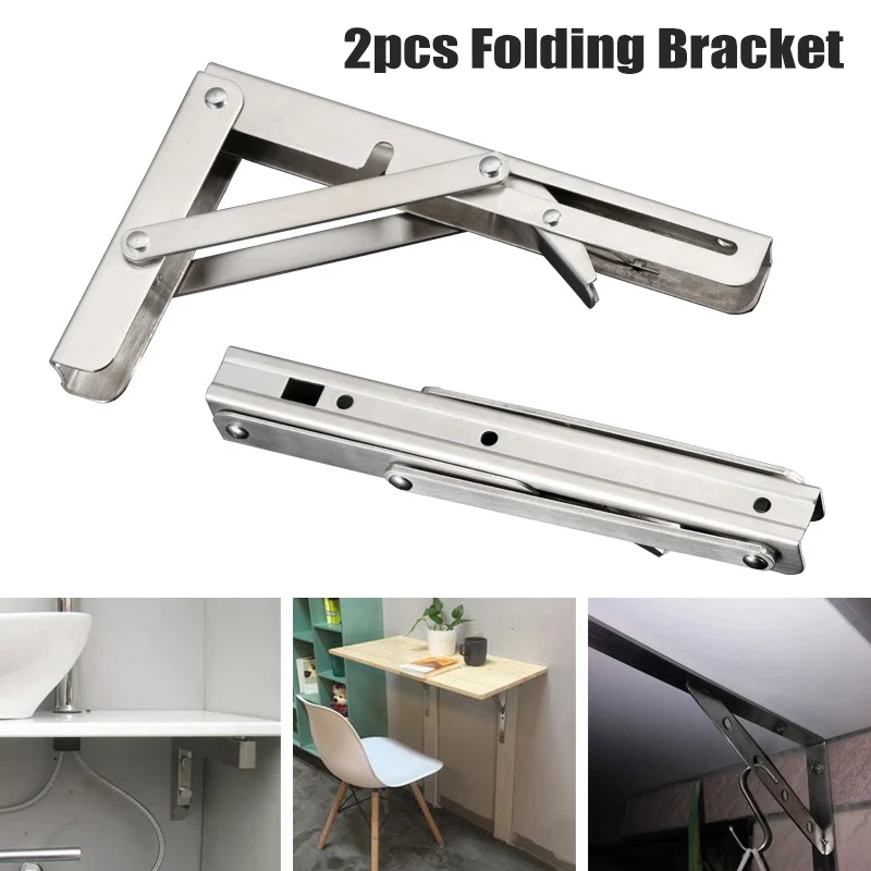 2pcs Stainless Steel Folding Stand Table Bracket Shelf Bench 200kg Load Heavy MF999