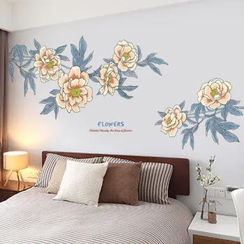 Wall Sticker Large-scale Retro Ink-wash Flower Wall Pictures For Living Room Nordic Elegant Home Decor Bedroom Poster Wall Decor 
Wall Sticker Large-scale Retro Ink-wash Flower Wall Pictures For Living Room Nordic Elegant Home Decor Bedroom Poster Wall Decor