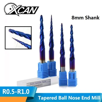 XCAN 1pc R0.5/R1.0/R1.5/R2.0 8mm Shank Tapered Ball Nose End Mill 2 Flute Carbide End Milling Cutter CNC Router Engraving Bit
XCAN 1pc R0.5/R1.0/R1.5/R2.0 8mm Shank Tapered Ball Nose End Mill 2 Flute Carbide End Milling Cutter CNC Router Engraving Bit
