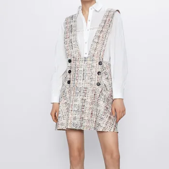 2020 Buttoned Print Overall Za Mini Dress Women Summer Sleeveless Front Button Woman Elegant Flounce Hem Party Pinafore Dresses
2020 Buttoned Print Overall Za Mini Dress Women Summer Sleeveless Front Button Woman Elegant Flounce Hem Party Pinafore Dresses