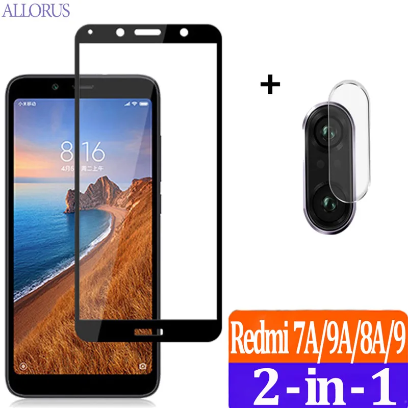 2 в 1 Redmi 7 8 9 A Пленка объектива камеры 9H закаленное стекло на Xiaomi 7A протектор экрана